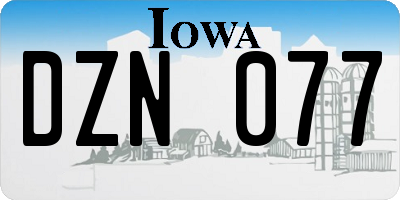 IA license plate DZN077