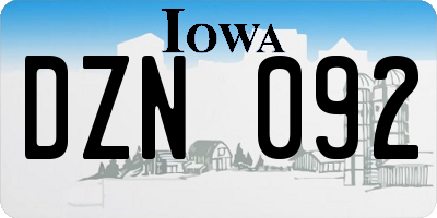 IA license plate DZN092