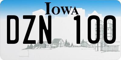IA license plate DZN100