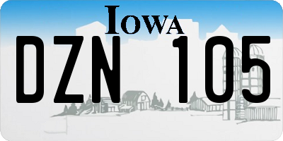 IA license plate DZN105