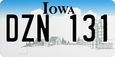 IA license plate DZN131