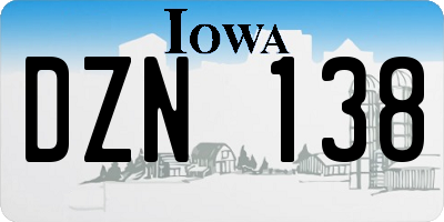 IA license plate DZN138