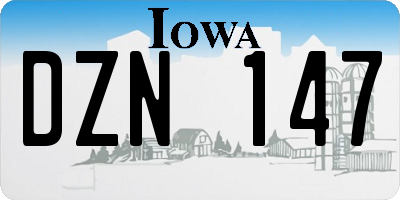 IA license plate DZN147