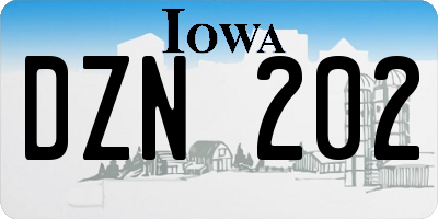 IA license plate DZN202