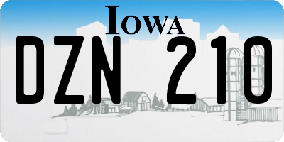 IA license plate DZN210
