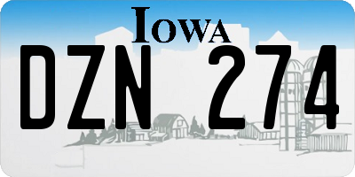 IA license plate DZN274
