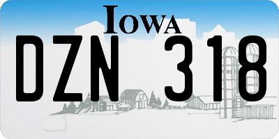 IA license plate DZN318