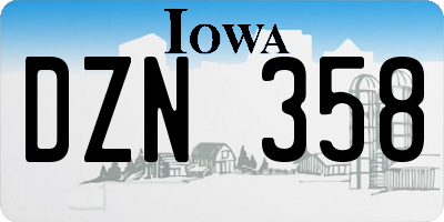 IA license plate DZN358
