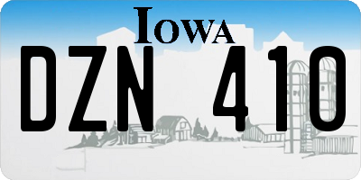 IA license plate DZN410