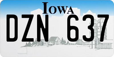 IA license plate DZN637