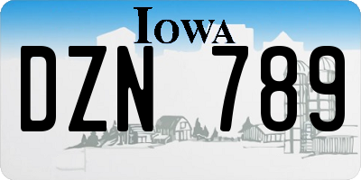 IA license plate DZN789