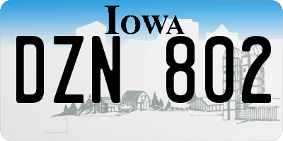 IA license plate DZN802