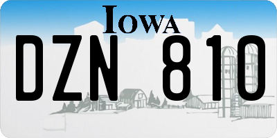 IA license plate DZN810