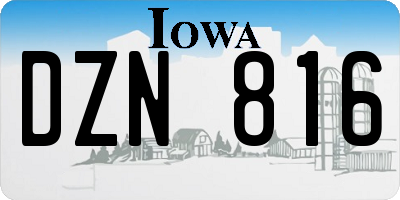 IA license plate DZN816