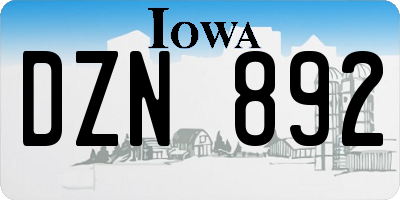 IA license plate DZN892