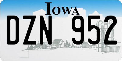 IA license plate DZN952