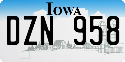 IA license plate DZN958