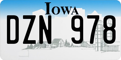 IA license plate DZN978