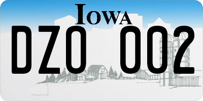 IA license plate DZO002