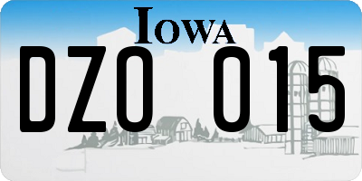 IA license plate DZO015