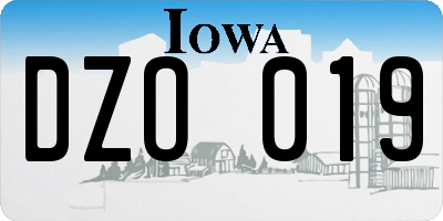 IA license plate DZO019