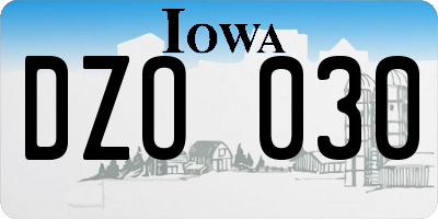 IA license plate DZO030