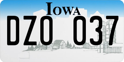 IA license plate DZO037