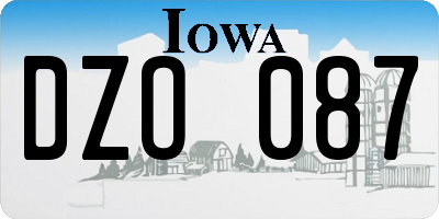 IA license plate DZO087