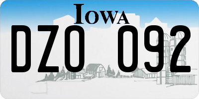 IA license plate DZO092