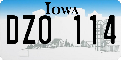 IA license plate DZO114