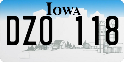IA license plate DZO118