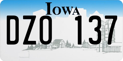 IA license plate DZO137