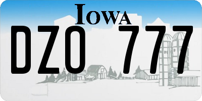 IA license plate DZO777