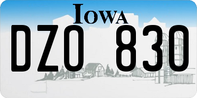 IA license plate DZO830