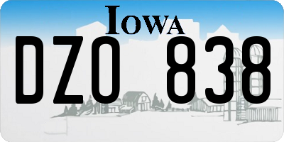 IA license plate DZO838