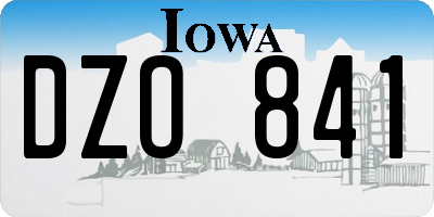 IA license plate DZO841
