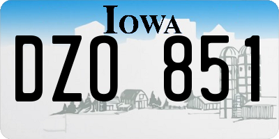 IA license plate DZO851