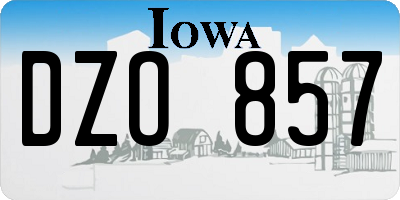 IA license plate DZO857