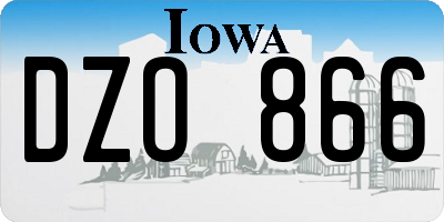 IA license plate DZO866
