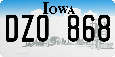 IA license plate DZO868