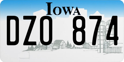 IA license plate DZO874