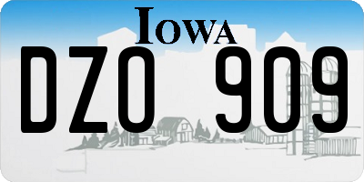 IA license plate DZO909