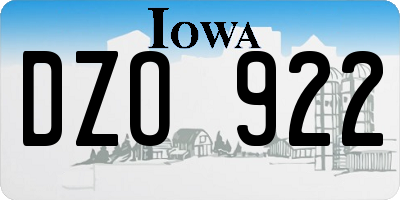 IA license plate DZO922