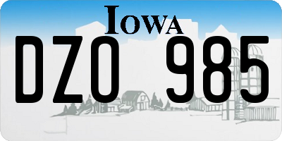 IA license plate DZO985
