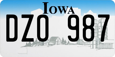 IA license plate DZO987