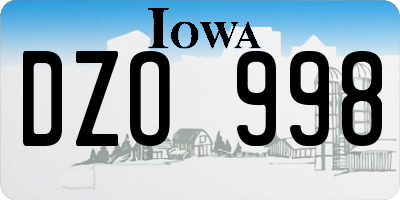 IA license plate DZO998