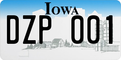 IA license plate DZP001