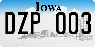 IA license plate DZP003