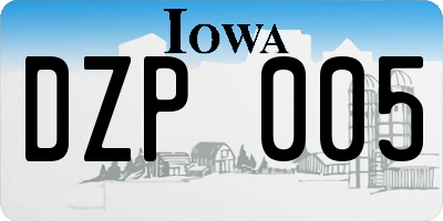 IA license plate DZP005