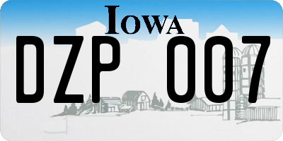 IA license plate DZP007